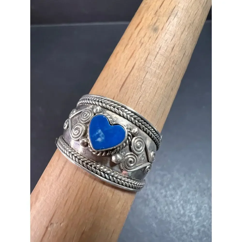 Vintage Sterling Silver Heart Ring | Indonesian Artisan | Size 10–10.25